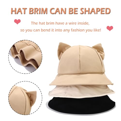 Sombrero tipo bucket con orejas de gato para mujer miniatura 5