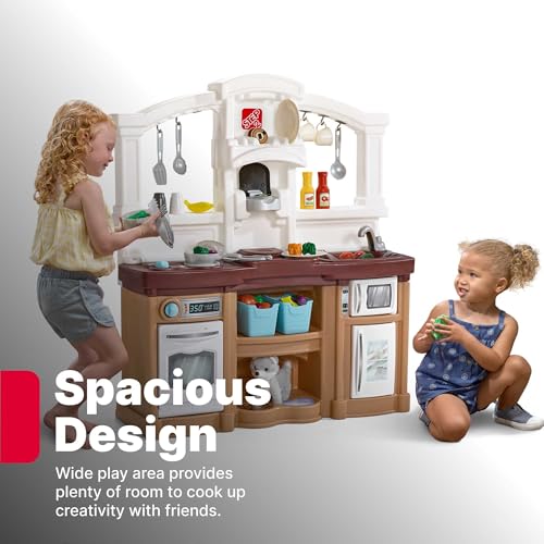 Step2 Fun with Friends Kids Kitchen Playset, Indoor/Outdoor Kitchenette, Interactive Play with Lights and Sounds, Durable Plastic, Includes 25 Piece Toy Accessories, Toddlers 2+ Years Old, Tan - image 8