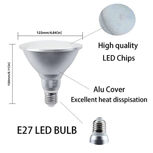 Y.W.Licht Y.W PAR38 LED Floodlight Bulb E27 Light 15W Warm White 3000K Reflector Lamp 220V Waterproof IP65 PAR 38 Spotlight 120° Beam Angle Light Bulb (Not Dimmable, Pack of 1)