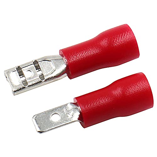 Baomain Red Female/Male Insulated Spade Wire Connector Electrical Crimp Terminal 22-16 Awg 2.8 X 0.5Mm Pack Of 100 #TOP1