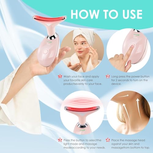 Image of Facial Massager Red-Light-Therapy-for-Face and Neck, Face ๐ฒ culpting Wand with 7 Color (Bright Pink)