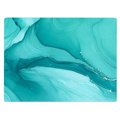 Aqua Blue Marble Kitchen Glass Cutting Board Ocean Decorative Gift Marbled Granite Stone Rock Gift For Her Mom Wife (Aqua Marble)