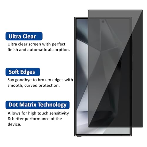 Image of AIBEX Privacy Tempered Glass for Samsung Galaxy S24 Ultra 5G| 9H Hardness | Anti-Spy Screen Guard | Anti-Fingerprint | Edge-to-Edge Privacy Protection | Bubble-Free Installation