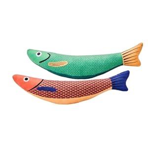 DHANAK Catnip Fish Toy for Cats Soft and Durable, Interactive Cat Kicker Toys for Indoor Kitten Exercise 8 Inches for All Breeds (2Pc Pack) (Medium)