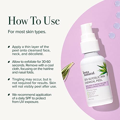 Instanatural 30% Glycolic Acid Aha Bha Chemical Peel, Glycolic Acid Peel With Vitamin C, Lactic Acid, Hyaluronic Acid And Salicylic Acid, Bha Chemical Exfoliant For Face #TOP4