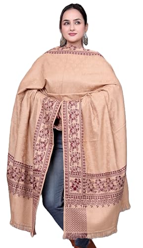 Image of KRITI Paisley Design Woollen Beige Color Shawl For Women