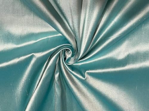 Soie dupioni bicolore tissu anti plis bleu crème 137cm vêtement structuré
