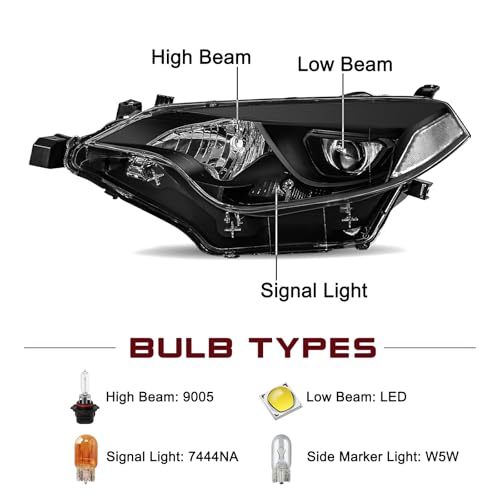 Image of JSBOYAT Headlights Assembly for 2014 2015 2016 Toyota Corolla
