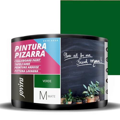 JOVIRA PINTURAS Pintura Pizarra al agua. Para pintar, dibujar y escribir con tiza sobre paredes. (375 Mililitros, Verde) C-36