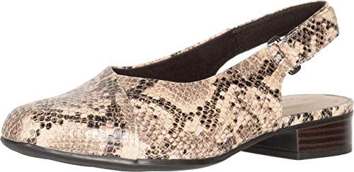 Clarks Women's Juliet Pull Loafer, Taupe Snake Synthetic, 6 UK