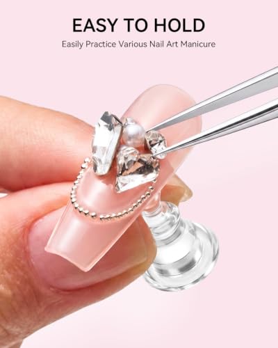 Image of Makartt Press on Nail Stand for Nail Art Practice and Display | 10PCS Strong Magnetic Tip Holders with 2 Clear Bar Bases, 1 Cloud Nail Holder & 200 Adhesive Tabs for Beginners, Nail Tech