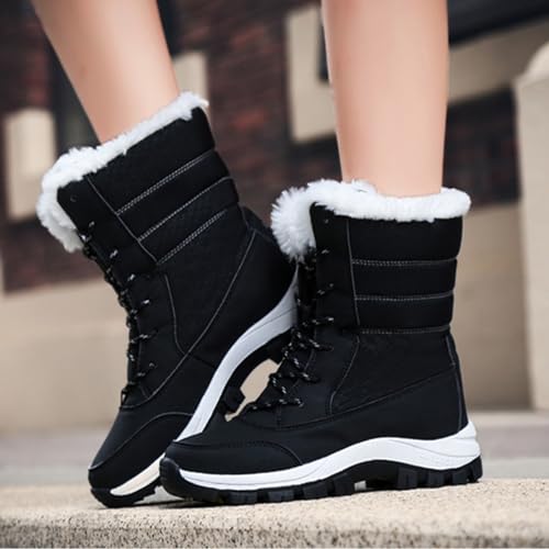 Winter Walking Shoes for Women,Casual High Top Keep Warm Hiking Platform Winter Boots,Breathable Lightweight Womens Snow Boots Waterproof,Rubber Sole3