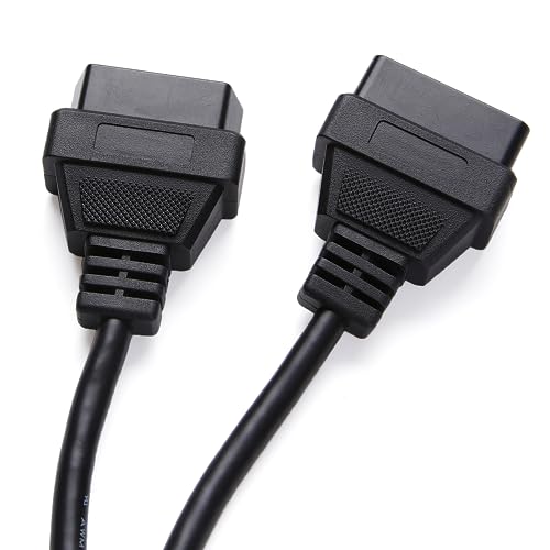 Image of Right Angle OBD2 Splitter Y Cable, bbfly-B20 OBDII 1 Male Splitter to 2 Female Extension Cable 1FT 30CM (1PACK) | 1 Male Splitter to 2 Female, 16 Pin