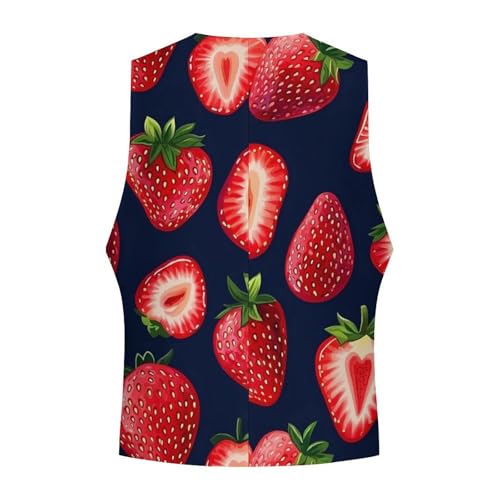 Strawberry Men's Suit Vest Slim Fit Business Dress Party Pattern Waistcoat Vest Top4