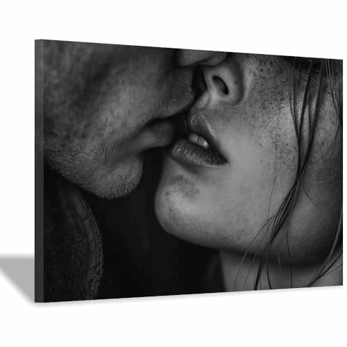 Affiche Noir et Blanc Baiser sur les lèvres Art Mural HUYEEI