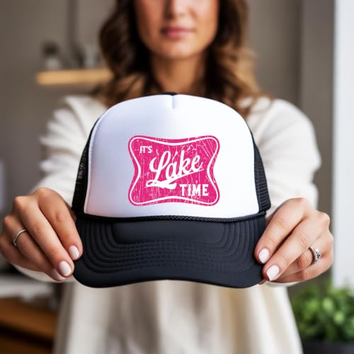 Image of It's Lake Time Summer Classic 5 Panel Foam Front Mesh Snap Back Trucker Hat