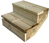 Außentreppe aus Holz, 2 bis 7 Stufen, Treppengeländer, fertiges Set, aus Holz, für Garten, Balkon und Terrasse (2 Stufen, 60cm)