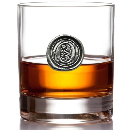 English Pewter Company 11oz Whisky Glass Tumbler with Monogram Initial - Personalised Gift with Your Choice of Initial (O) [MON115]