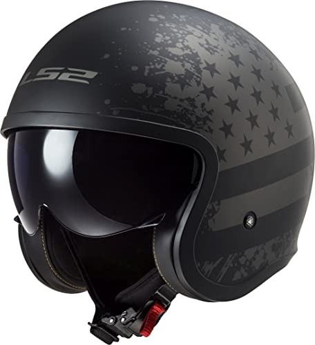 LS2, casco jet moto Spitfire, Black flag, S