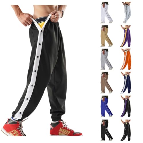 Tear Away Pants for Men Post Surgery Breakaway Pants Women Side Snap Open Bottom Button Down Basketball Sweatpants
