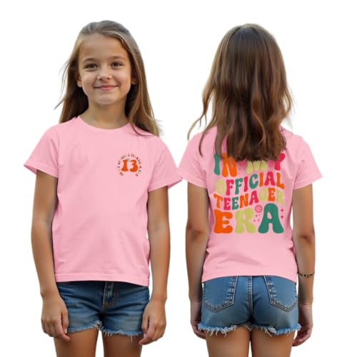 Image of CM C&M WODRO in My Official Teenager Era Shirt for Girls 13th Birthday Party T-Shirt Kids 13 Year Old Short Sleeve Tee Tops