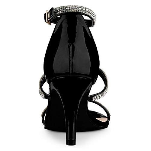 Allegra K Allegra K Women's Rhinestone Ankle Strap Stiletto High Heel Black Sandals - 8 M US