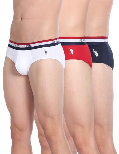Image of U.S. Polo ASSN. Mens EB002 Anti Microbial Signature Cotton Stretch Underwear Brief -Pack of 3