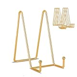 Decolore 6 Inch 5 Pack Gold Metal Display Stands Plate Stand Display Stands for Picture, Decorative Plate, Book, Photo Easel, Artistic Work
