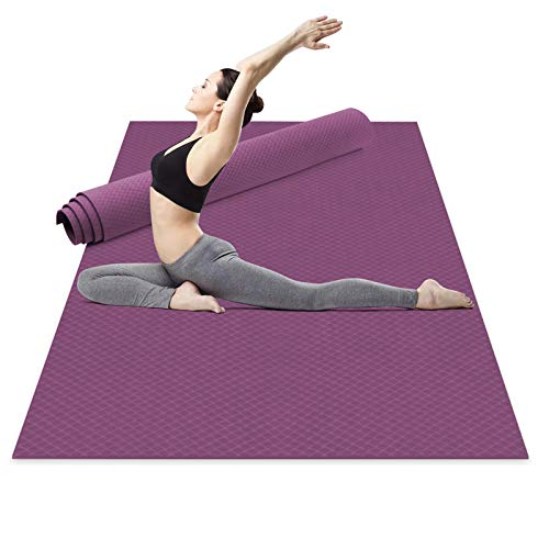 Odoland Large Yoga Mat, Thick Non Slip Eco Friendly Exercise Mat with Carry Strap, 183 x 121x 0.6CM Workout Mat for Pilates Yoga Stretching Gymnastics at Home or Gym
