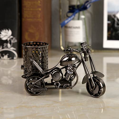 Teniusimall Pencil Holder For Desk, Harley The Motorcycle Loves Metal Pen Holder Creative Office Gift Cool Desk Decorative Accessories(Black) #TOP3