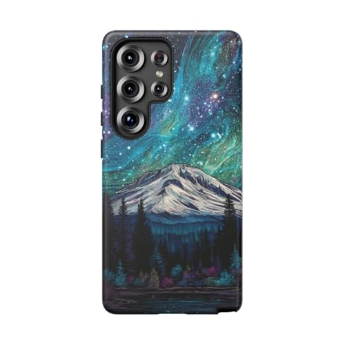 Coque rigide mate Samsung S25 Ultra bleu ciel nocturne design premium montagne