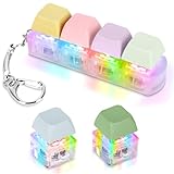 AIKONPU 4 in 1 Keyboard Fidget Clicker with LED Light, 2PCS Finger Fidgets Keychain, Anxiety & Stress Relief, Adult, Macaroon2