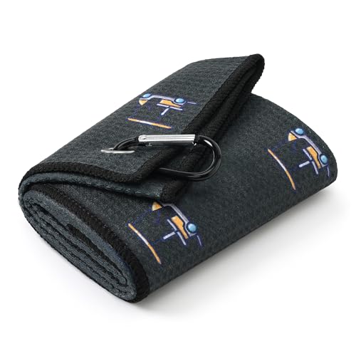 Mile High Life Golf Towel(16"x24"), Fun Prints Microfiber Towels, Waffle Fabric Large Golf Towel, with Heavy Duty Clip, Golf Bag Accessories for Men a