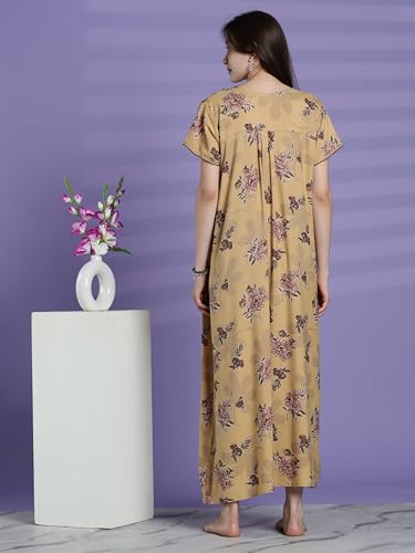 Image of 9shines Label Premium Alpine Maxi Designer Nighty | Floral Print Maxi for Women | Night wear for Women | | Full Length Night Gown for Women | Night Dress for Women Stylish (2467)