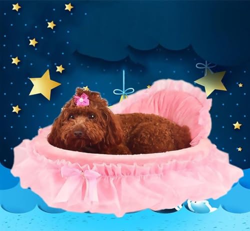 BeLlaq Hundebett flauschig, Katzenbett Donut Kissen, hundebett waschbar, Polsterung in der Mitte herausnehmbar für Kleine und mittlere Haustiere (Rosa)