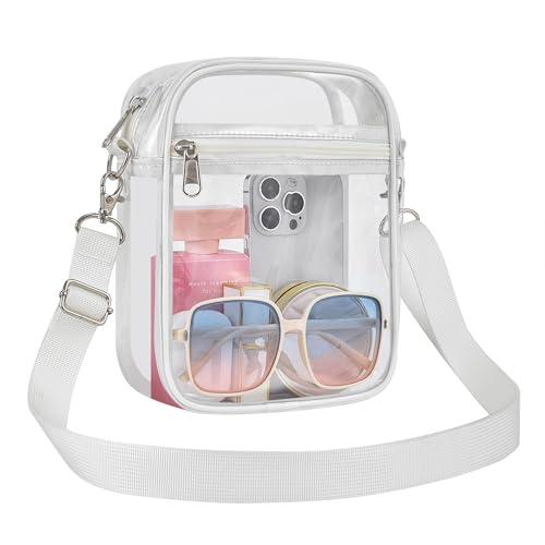 Image of Clear Bag for Stadium Events - Sports Messanger Bag Small Mini Clear Purse for Fan, Concert, Work, Travel