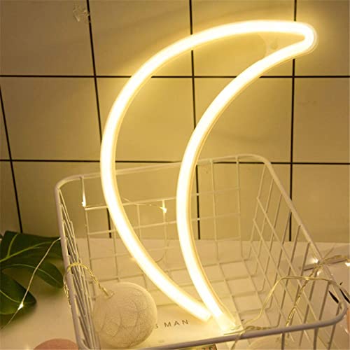 Image of LED Neon Light Sign Moon Star Heart Night Light for Kids' Bedroom Wall Art Romantic Christmas Birthday Gift