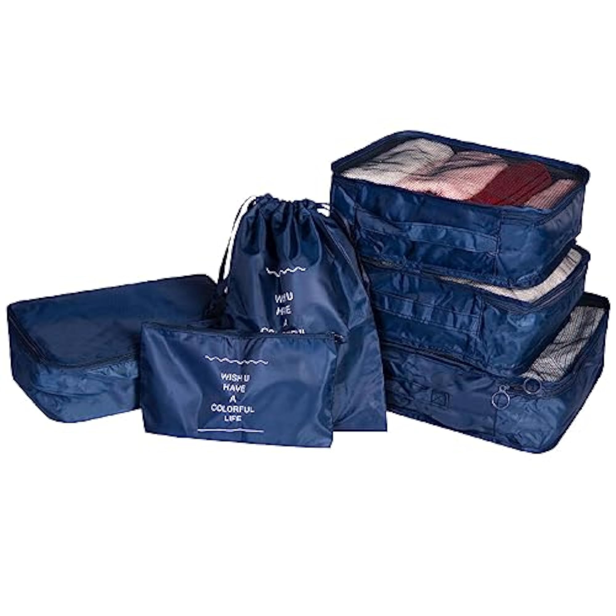 Polyester 6 Pc Packing Cubes for Suitcase