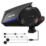 ZOVTIX Motorcycle Helmet Headset 3 Riders Motorbike Communication System S2 Intercom with Music Sharing/HiFi Sound/3 EQ Music Modes/DSP&CVC Noise Cancellation/IP67/FM Radio - S2-Black 1 Pack