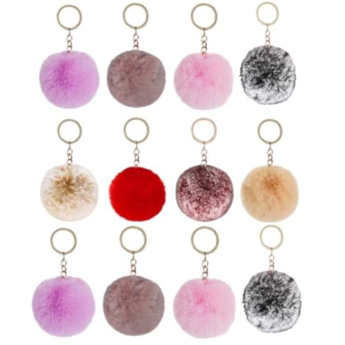 Kit 12 Chaveiros Pelúcia Pompom 8cm Pingente Acessório Bolsa Cores Sortidas