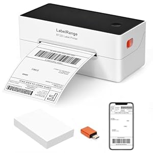 Ecommerce Label Printer 4×6, Thermal Shipping Label Printer, Support Amazon, Ebay, USPS, Pirate Ship, Bluetooth and USB Connection