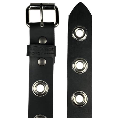 The Ottawa -1.5"(38mm) Black Solid Buffalo Leather Grommet Belt by Zelikovitz (40")4