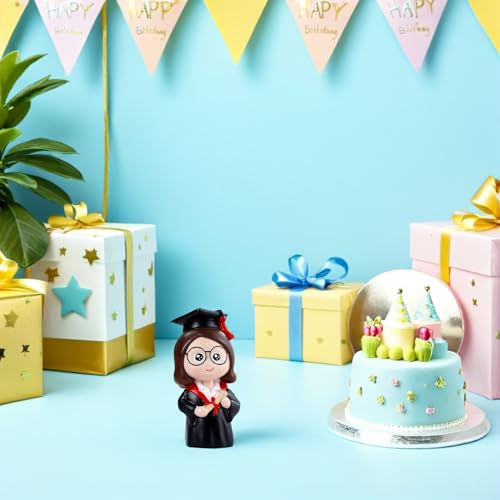 Mini figurilla de graduación Abaodam para decorar pasteles de fin de curso y mesas de dulces 5