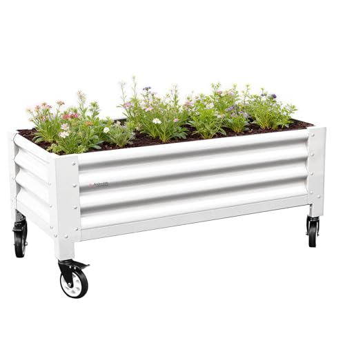 Image of Anleolife Low-Profile Elevated Raised Garden Bed, Antique White