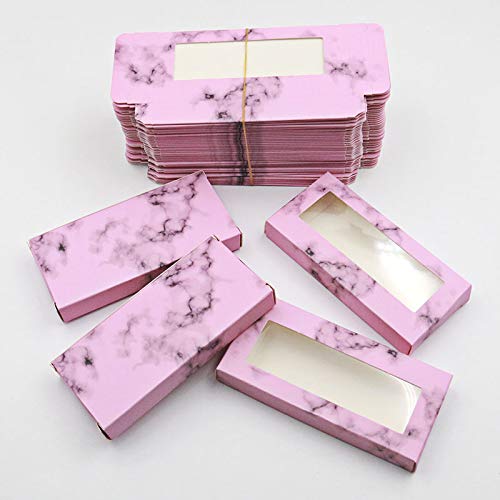 HBZGTLAD NEW 50pcs Empty Eyelashes Packaging Soft Paper Lash Box holographic Design for 25MM Strip Lashes 3D Mink Lashes (16#)