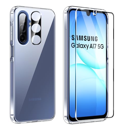 FDHYFGDY Funda para Samsung Galaxy A17 5G/4G / Galaxy A26 5G, Juego 3 en 1 Funda para para Samsung A17 5G / Samsung A26 5G Funda Protectora Integral, 1 película Protectora y 1 Protector de cámara