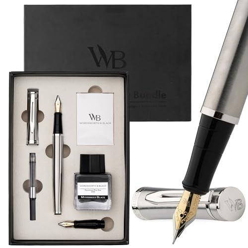 Wordsworth & Black ���N�M�Z�b�g�A18K �S�[���h���ׂ���ђ��׃y����A25ML ���C���N�{�g���A6�{�̃C���N�J�[�g���b�W�A�C���N�[�U�R���o�[�^�[�A�M�t�g�{�b�N�X�A���炩�ȏ������̃y�� [�V���o�[�N���[��]�A�j���Ə����ւ̃M�t�g