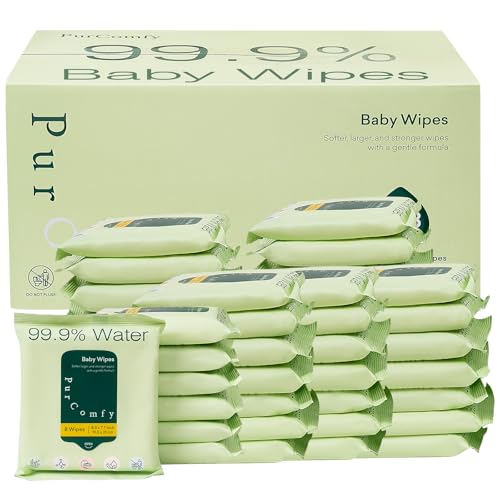 PurComfy Baby Wipes Unscented, 42 Travel Pack Baby Wipes with Plant Based, Hypoallergenic for Sensitive Newborn Skin, Total 336 Count Wipes