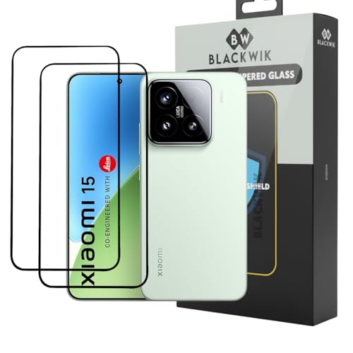 Image of Blackwik Tempered Glass Screen Protector for Xiaomi 15 with Edge-To-Edge Protector Coverage | Easy Installation Kit (Black) (Pack Of 2)