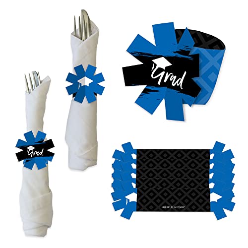 Big Dot Of Happiness Blue Grad - Best Is Yet To Come - Royal Blue Graduation Party Paper Napkin Holder - Napkin Rings - Set Of 24 #TOP11